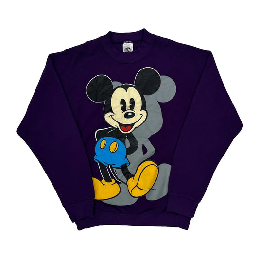 Vintage Mickey Mouse Graphic Disney Cartoon Sweatshirt - Large Purple Cotton Blend