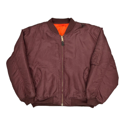Unbranded Bomber Jacket - XL Burgundy Nylon