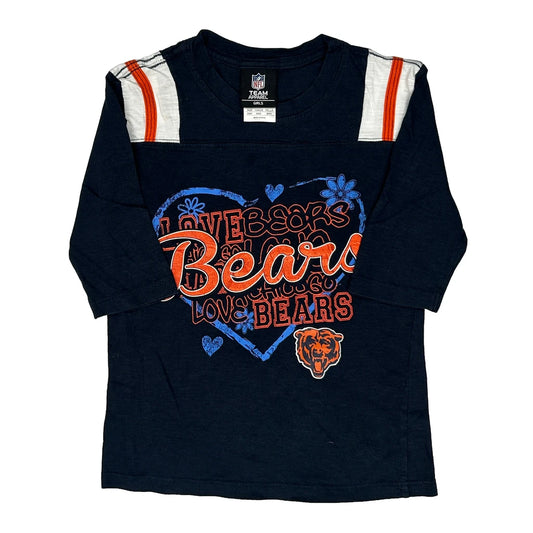 Vintage Age 6 Chicago Bears Nfl Long Sleeve T-Shirt - Small Navy Cotton
