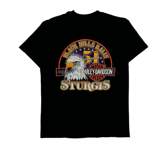 Vintage Sturgis Harley Davidson Graphic T-Shirt - Large Black Cotton