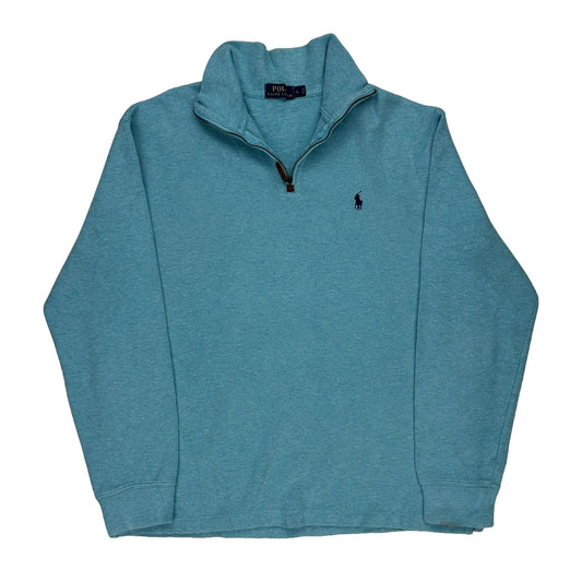 Polo By Ralph Lauren 1/4 Zip - Large Blue Cotton