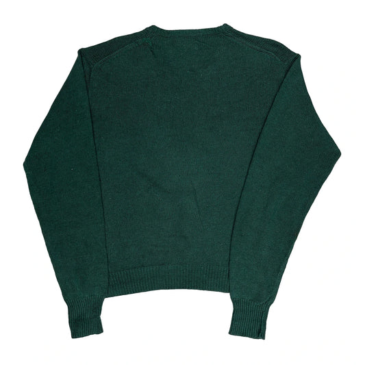 Vintage Linen Cotton Polo By Ralph Lauren Chunky Knit Jumper - XL Green Linen Blend