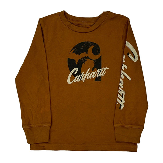 Age 4 Carhartt Long Sleeve T-Shirt - Small Brown Cotton