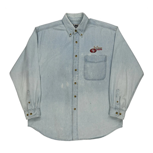 San Francisco 49Ers Lee Sport Nfl Denim Shirt - Large Light Wash Cotton