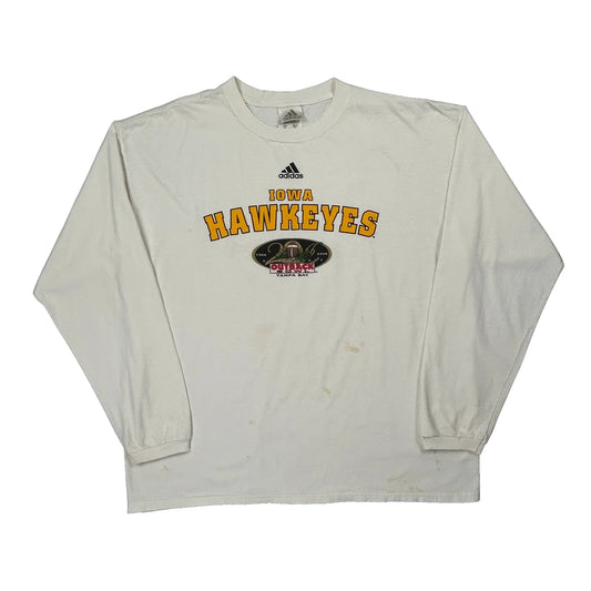 Iowa Hawkeyes Adidas College Long Sleeve T-Shirt - XL White Cotton