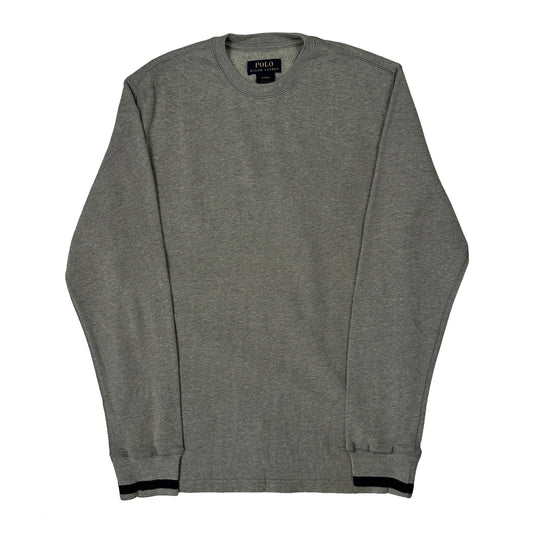 Vintage Polo By Ralph Lauren Sweatshirt - Large Grey Cotton Blend