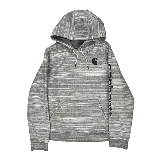 Relaxed Fit Carhartt Striped Hoodie - XL Grey Cotton Blend
