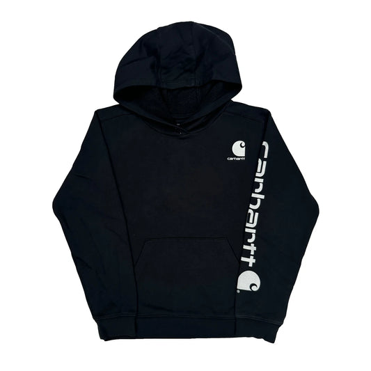 Age 12 Carhartt Spellout Hoodie - Large Black Cotton