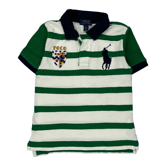 Age 5 Polo By Ralph Lauren Striped Polo Shirt - Small Green Cotton