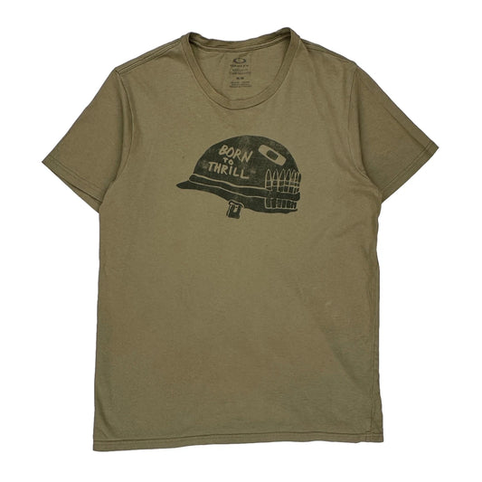 Born To Thrill Oakley Graphic T-Shirt - Medium Khaki Cotton