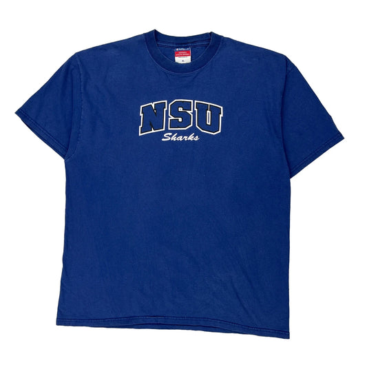 Nsu Sharks Champion College T-Shirt - XL Blue Cotton