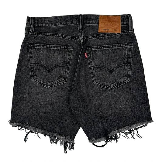 Levis Cut Off Denim Shorts - 30W UK 10 Black Denim