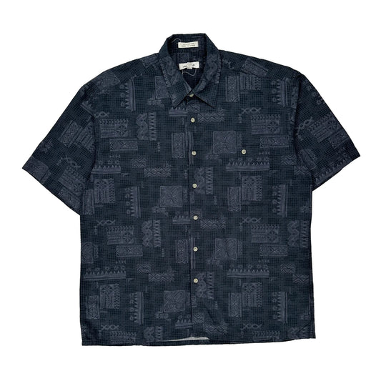 Pierre Cardin Short Sleeve Shirt - XL Blue Cotton