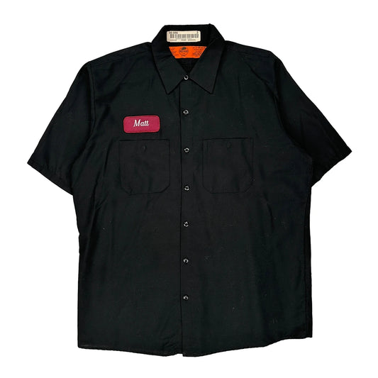 Name Tag: Matt Red Kap Short Sleeve Shirt - Large Black Cotton