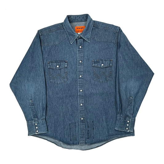Vintage Wrangler Denim Shirt - XL Blue Cotton