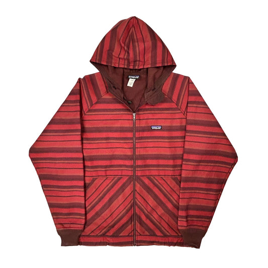 Vintage Patagonia Striped Hoodie - XL Red Polyester