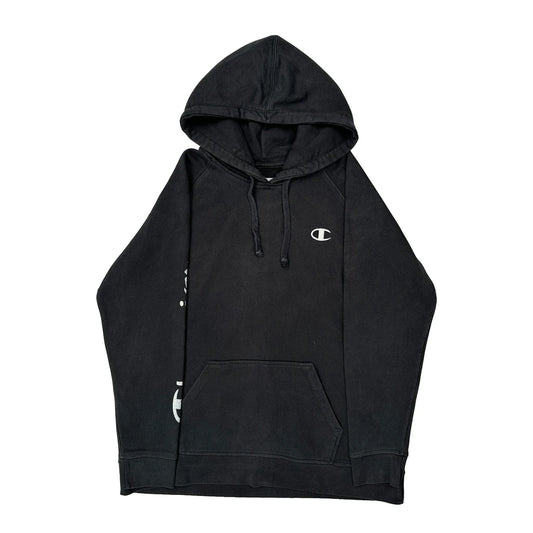 Vintage Champion Hoodie - Large Black Cotton