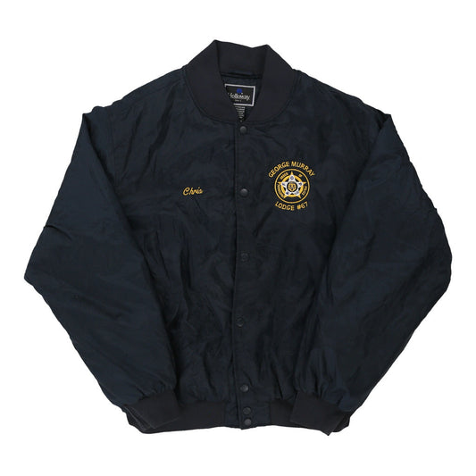 Vintage navy George Murray Lodge Holloway Varsity Jacket - mens large