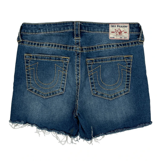 True Religion Denim Shorts - 31W UK 10 Blue Cotton