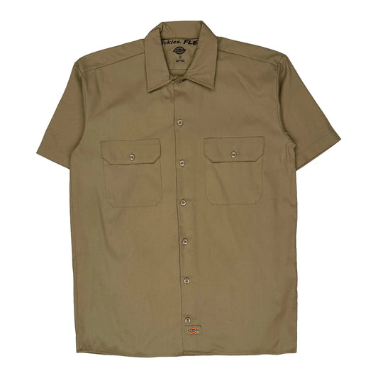 Dickies Short Sleeve Shirt - Small Khaki Cotton Blend