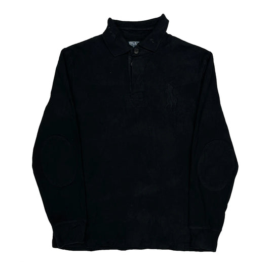 Vintage Polo By Ralph Lauren Long Sleeve Polo Shirt - Large Black Cotton