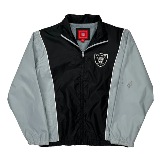 Raiders Nfl Graphic Windbreaker - Large Grey Polyester
