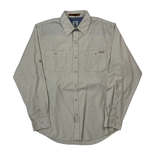 Vintage Timberland Striped Shirt - Medium Beige Cotton