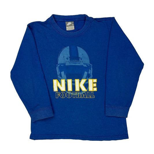Age 7 Nike Football Long Sleeve T-Shirt - Small Blue Cotton
