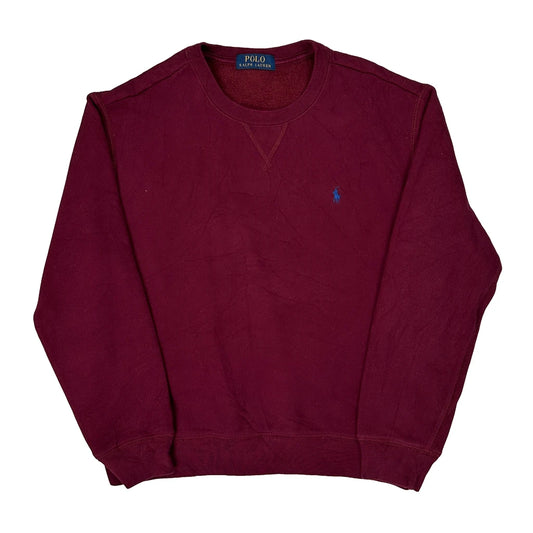Vintage Polo By Ralph Lauren Sweatshirt - Medium Burgundy Cotton