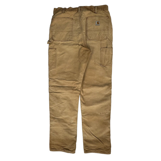 Carhartt Double Knee Carpenter Trousers - 32W 33L Beige Cotton