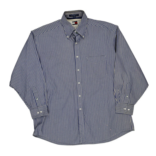 Tommy Hilfiger Striped Shirt - Large Blue Cotton
