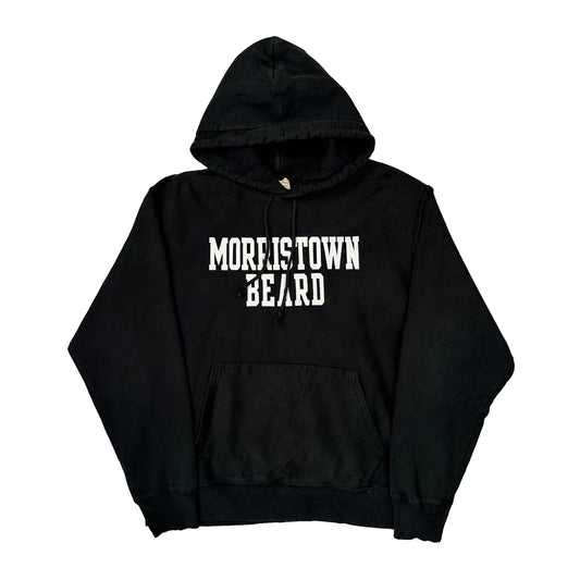 Vintage Reverse Weave Champion Spellout Hoodie - Large Black Cotton