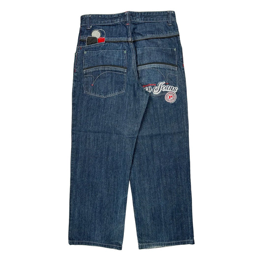 Vintage Paco Baggy Graphic Jeans - 32W 40L Blue Cotton