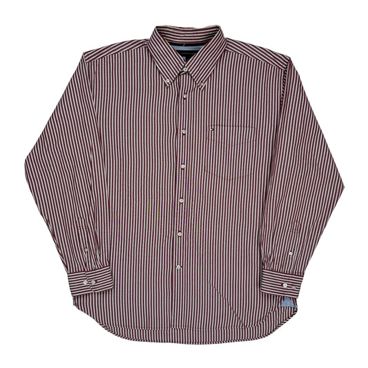 Tommy Hilfiger Striped Shirt - Large Red Cotton