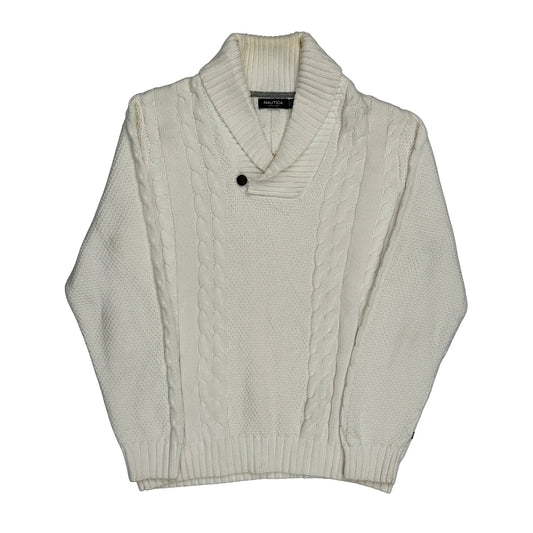 Vintage Nautica Jumper - Medium White Cotton