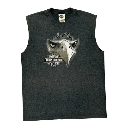 Harley Davidson Graphic Vest - Large Grey Cotton Blend