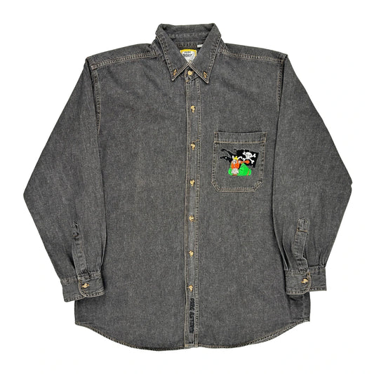 Asterix Parc Asterix Graphic Denim Shirt - Small Grey Cotton