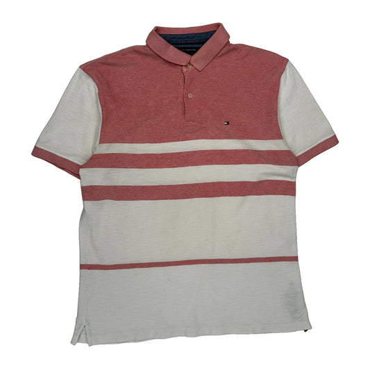 Vintage Tommy Hilfiger Striped Polo Shirt - XL Red Cotton