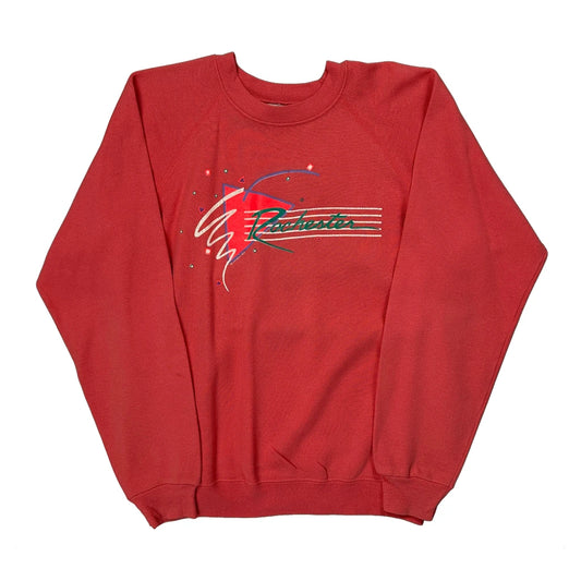 Vintage 80S Hanes Graphic Raglan Sweatshirt - Large Red Cotton Blend