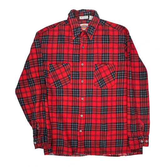 Dickies Checked Flannel Shirt - Large Red Cotton