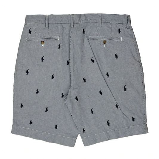 Polo By Ralph Lauren All Over Pony Striped Chino Shorts - 35W 8L Grey Cotton