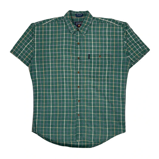 Vintage Chaps Ralph Lauren Checked Short Sleeve Shirt - Large Green Cotton