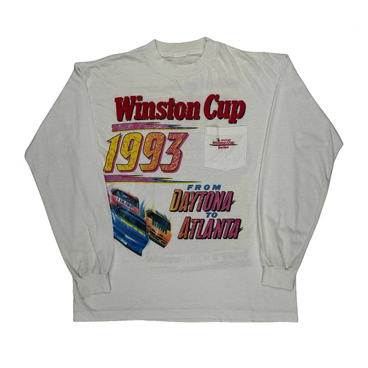Winston Cup Series Nascar Long Sleeve T-Shirt - Large White Cotton