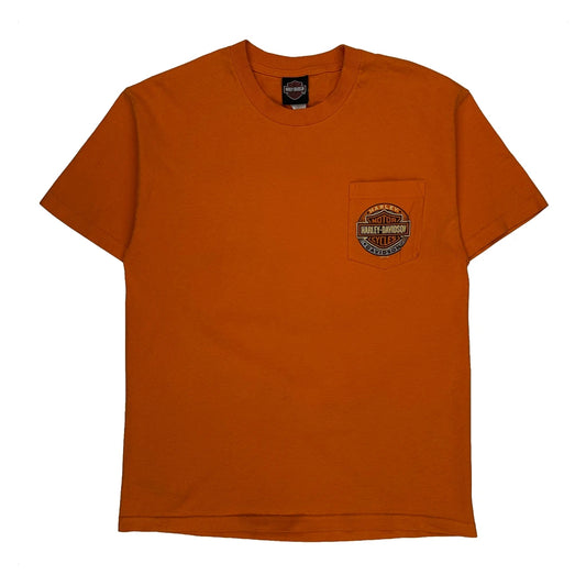 Cancun Harley Davidson Graphic T-Shirt - Large Orange Cotton