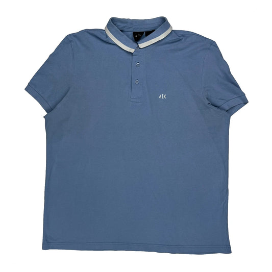 Vintage Armani Exchange Polo Shirt - 2XL Blue Cotton