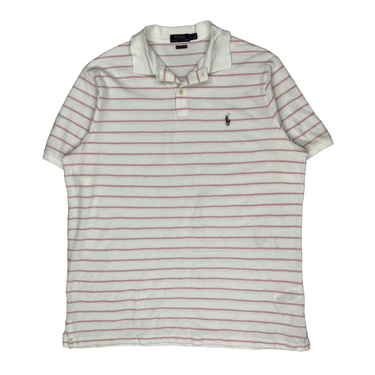 Vintage Polo By Ralph Lauren Striped Polo Shirt - Large White Cotton