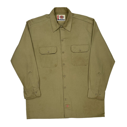 Dickies Shirt - Large Khaki Polyester Blend