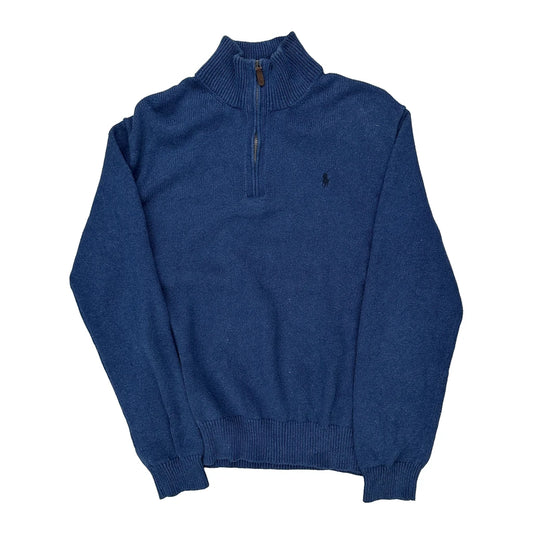 Polo By Ralph Lauren 1/4 Zip - Large Blue Cotton