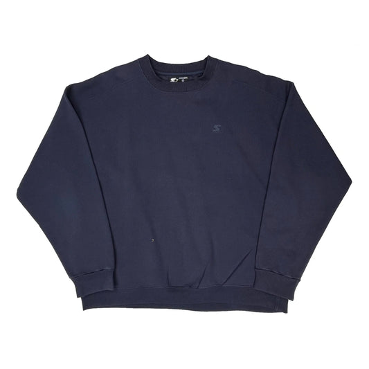 Starter Sweatshirt - Large Navy Cotton
