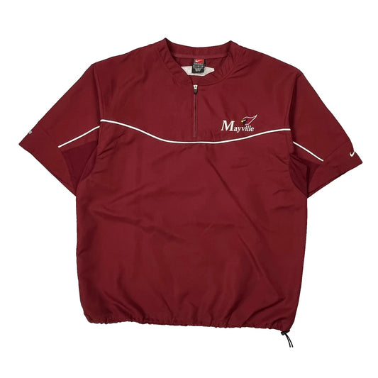 Vintage Mayville Nike Windbreaker - Large Red Polyester